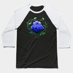 Blue Crystal Flower Baseball T-Shirt